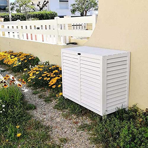 PELICAN Cache Climatiseur Extérieur Bois Composite Imputrescible Caisson Anti-Insectes Moisissure Blanc Taille L