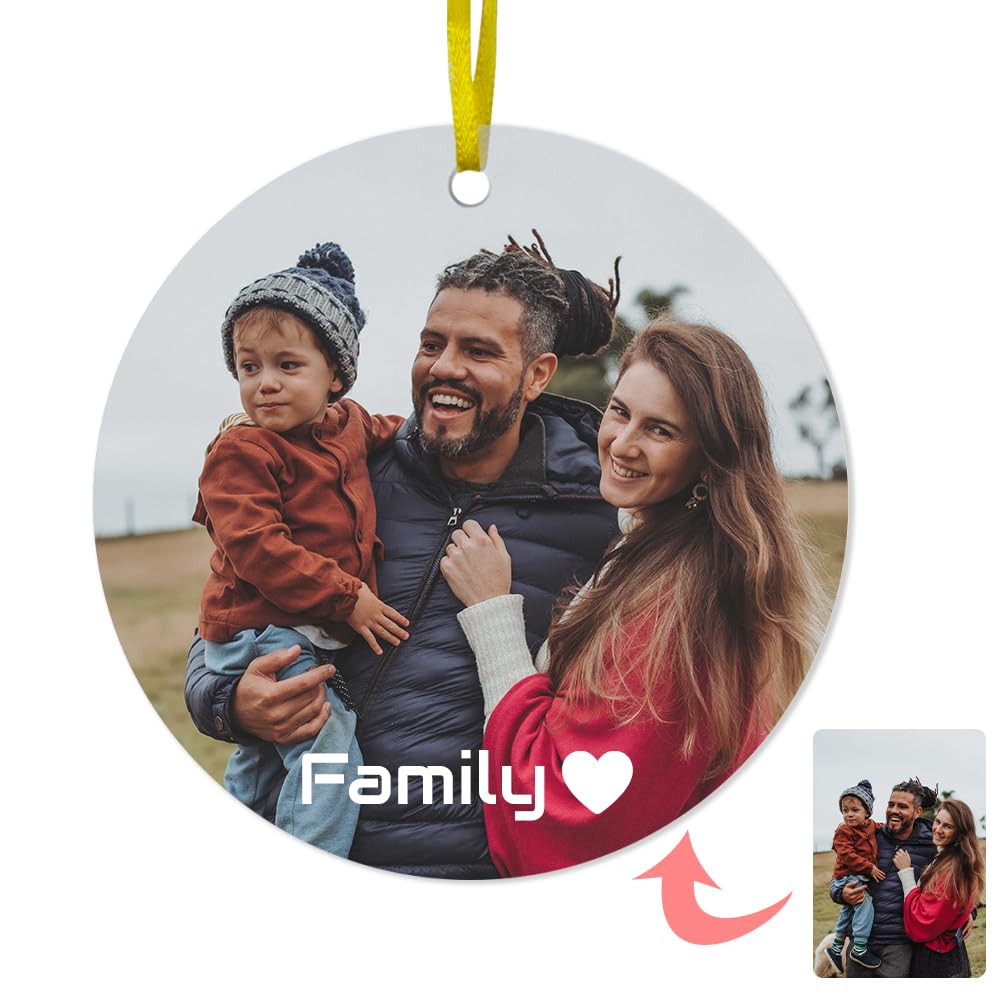 Adornos Colgantes con Foto/Texto Personalizado Adorno Arbol Navidad Personalizada Decoraciones para El Hogar Regalos Personalizados para Amigos, Familiares Y Parejas (Forma Redonda)