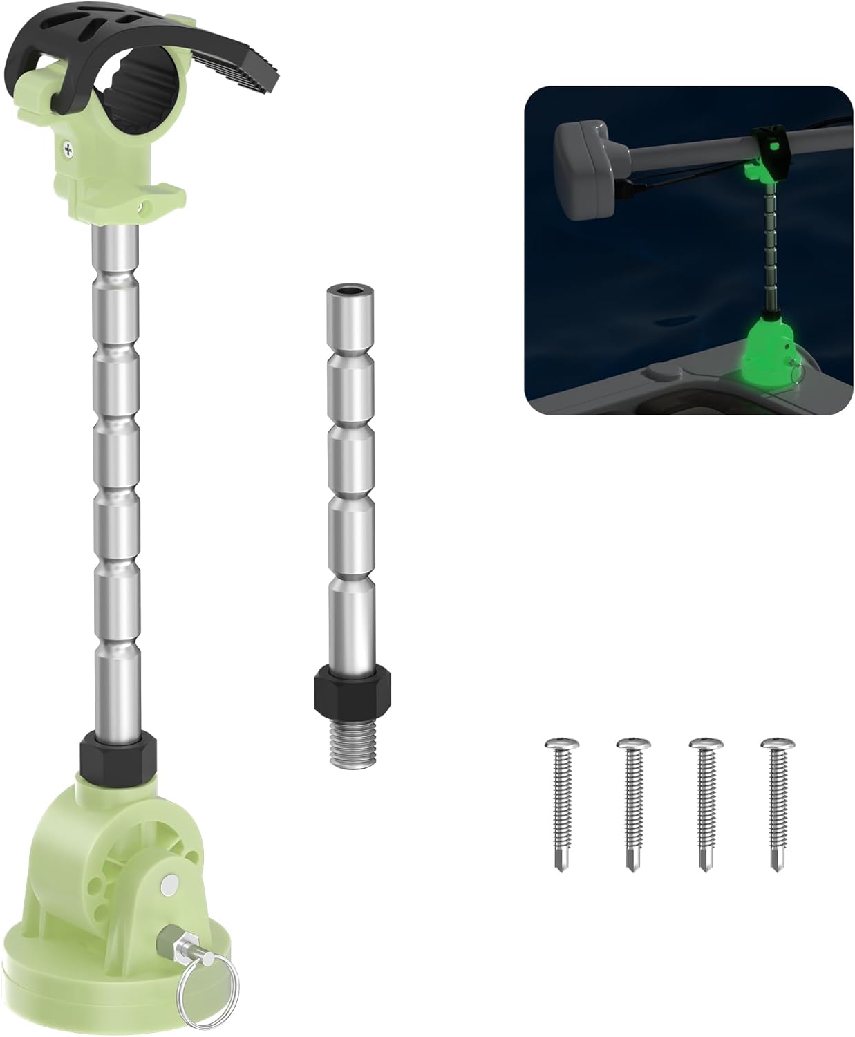 Trolling Motor Stabilizer Glow In the Dark Support Mount, with Extra Adjustable Aluminum Rod, Hold Trolling Motors Shaft & Reduce Bounce, Supports MKA-60 Minn Kota Terrova Riptide Terrova Ulterra