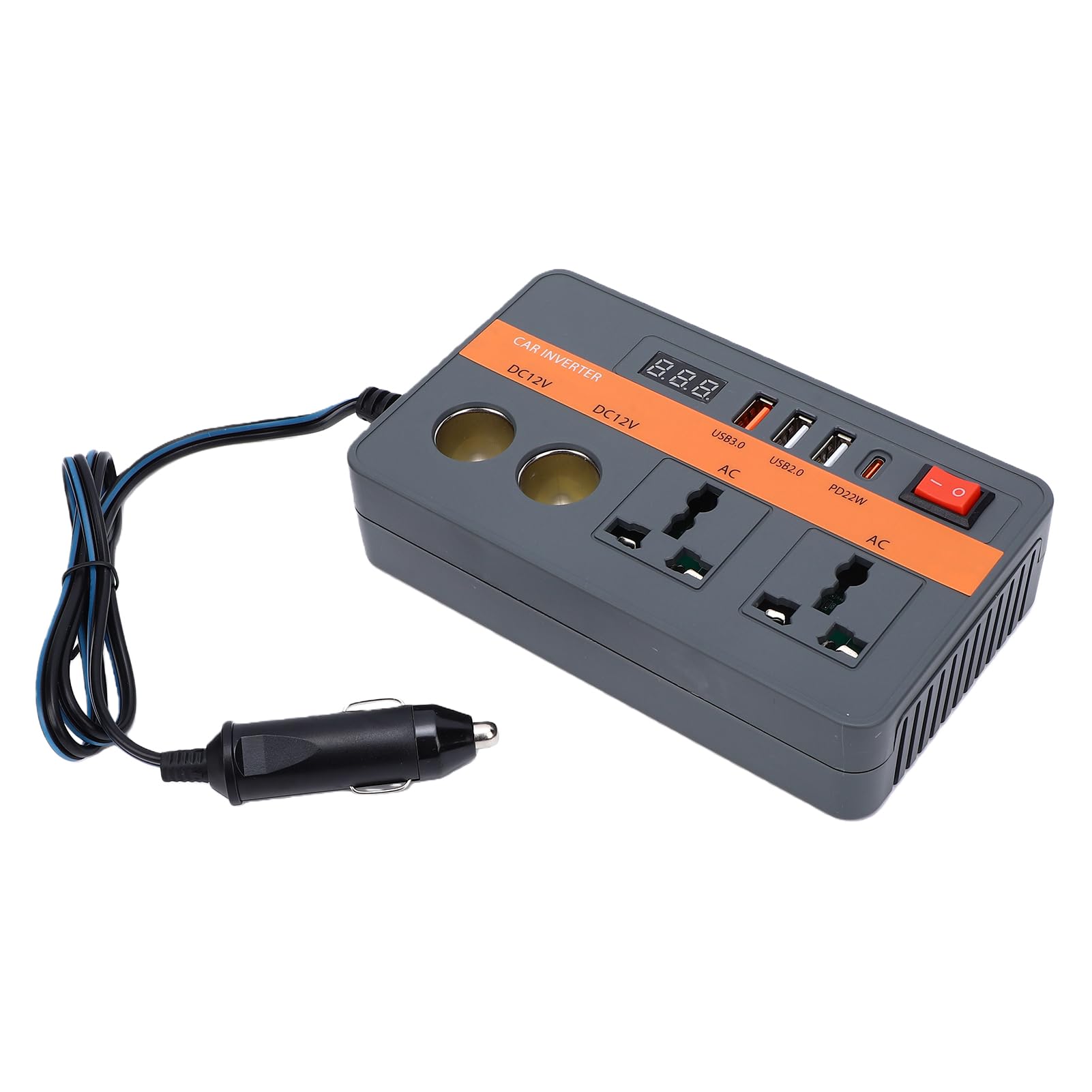 Eujgoov Inverter Auto 300W Convertitore di Corrente 12V a AC con (ORANGE)