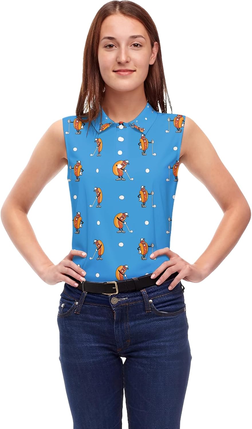 Golf Shirt Womens Sleeveless Moisture Wicking Athletic Printed Polo Golf Tank Top Women (XS-4XL) - Image 5