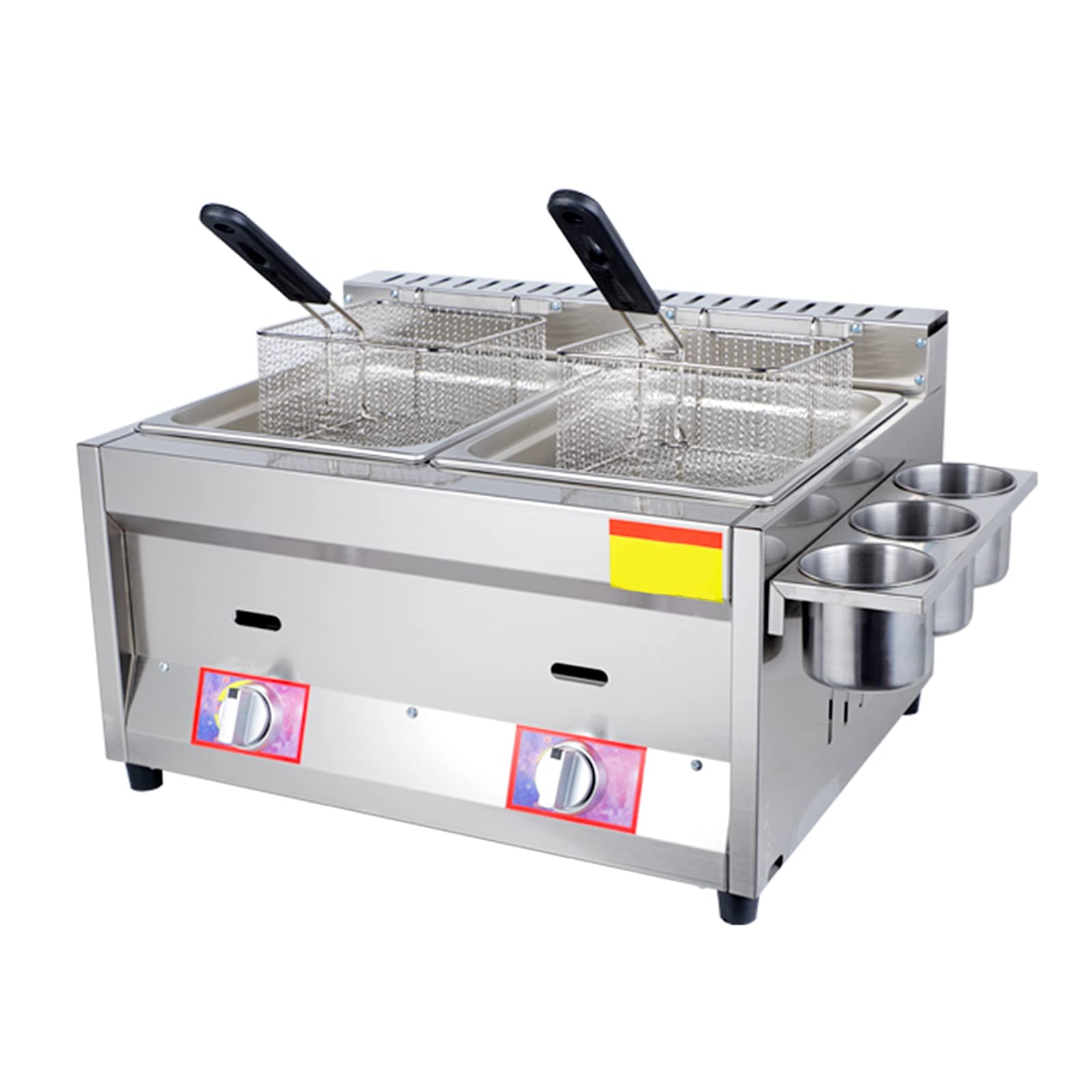 IUokLU Fryer 12L Large Capacity Gas Fryer,Home Commercial Stainless Steel LPG Fryer,Adjustable Firepower,with Baskets and Lids,for Chips,Donuts,Fish,