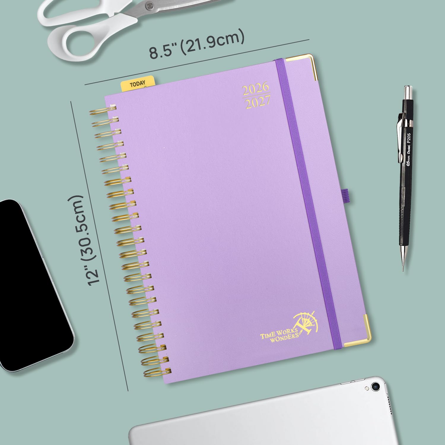 POPRUN Agenda académica diaria 2026-2027, una página por día, agenda calendario de 8.5 x 12 pulgadas, año escolar julio 2026 a junio 2027, libro de citas de tapa dura con ranuras horarias