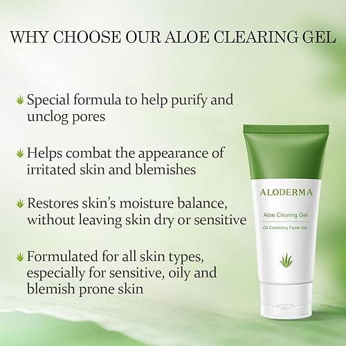 Miniatura 2 de Aloderma Super Acne Clearing Gel for Face with 91% Organic Aloe Vera Gel - Blemish Spot Treatment with Witch Hazel, Pure Aloe Acne Control Gel,