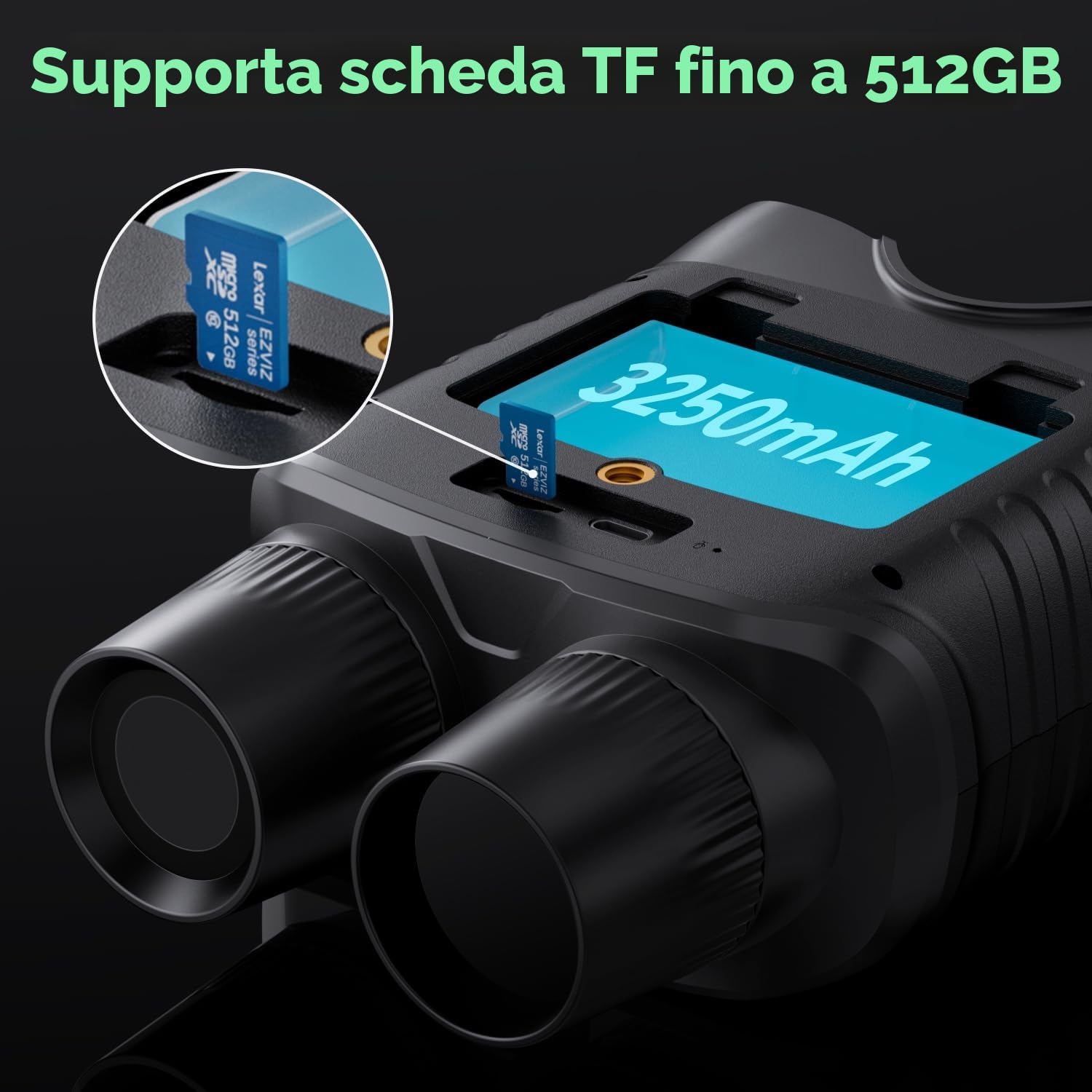 AKASO Seemor-200 Visione Notturna - Binocolo ad Infrarossi a Colori 4K per Adulti, Archiviazione Foto e Video Tramite APP Abilitata, AI-ISP, 1000M, Zoom Digitale 16x per Campeggio, Caccia e Sicurezza