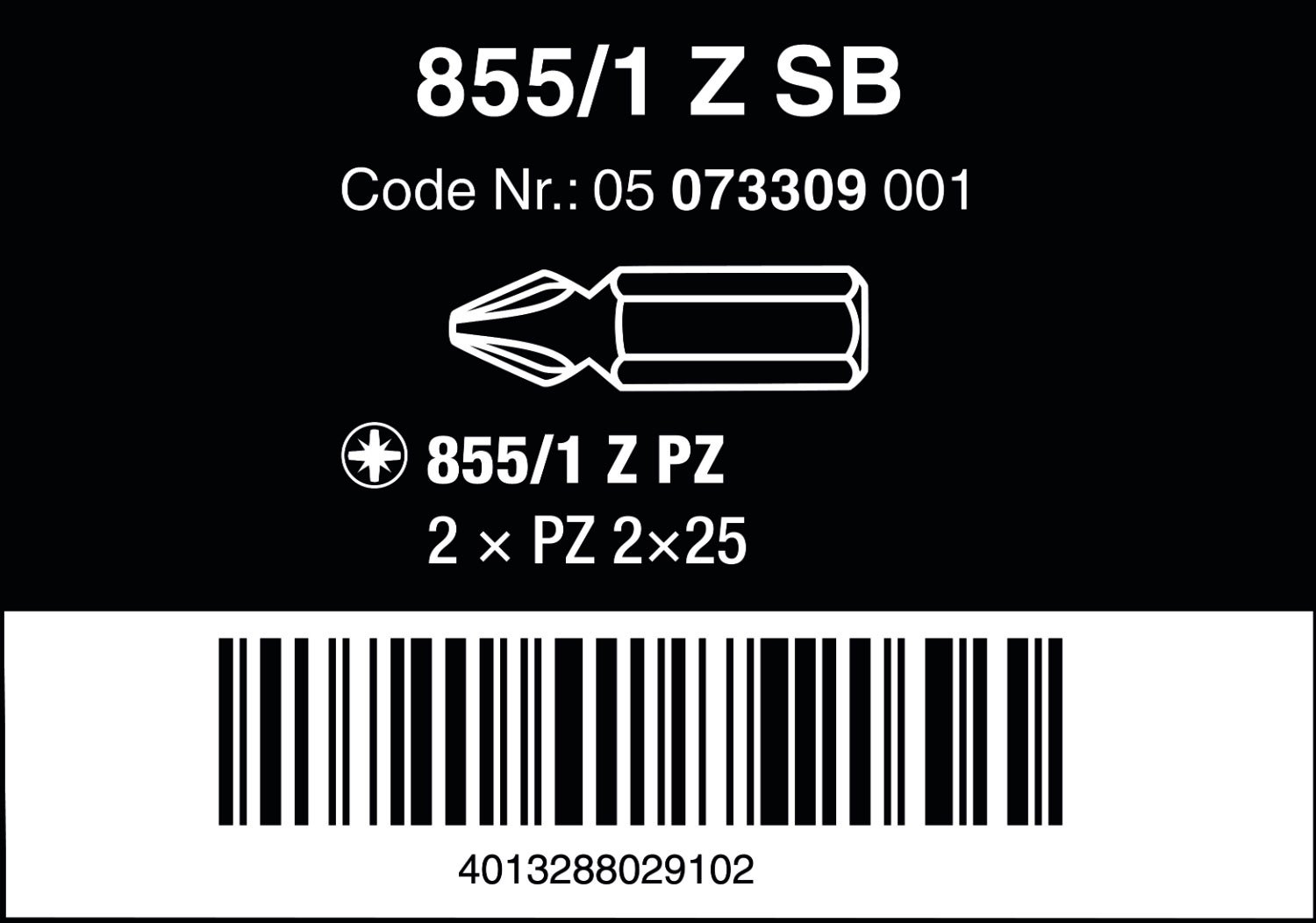 Wera 855/1 Z Bit SB PZ2, 2 x PZ 2 x 25 mm, PH2/PZ2 - Image 2