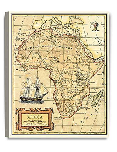 Image of DECORARTS - Vintage Africa Map Canvas Wall Art, Antique Historical African Map for Wall Decor, Hand-Stretched Giclee Print, Office Study Library Decor, Handcrafted in USA, 16x20''