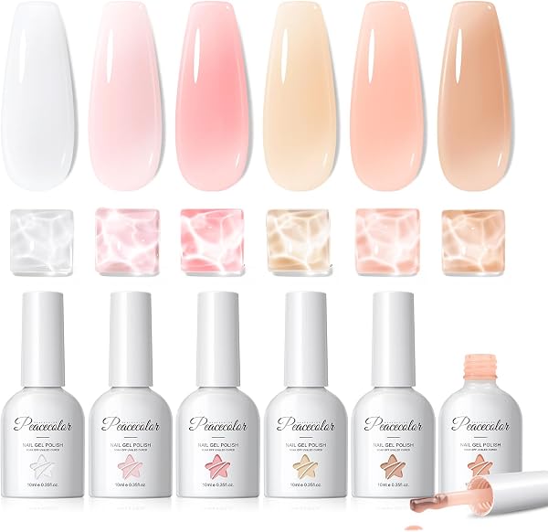 PEACECOLOR Builder Uñas Gel 10ML, Pintauñas Semipermanentes Blanco Lechoso Rosa Nude Gel Constructor para Extensión Reconstrucción Decoración de Uñas Principiantes y Profesionales - 1