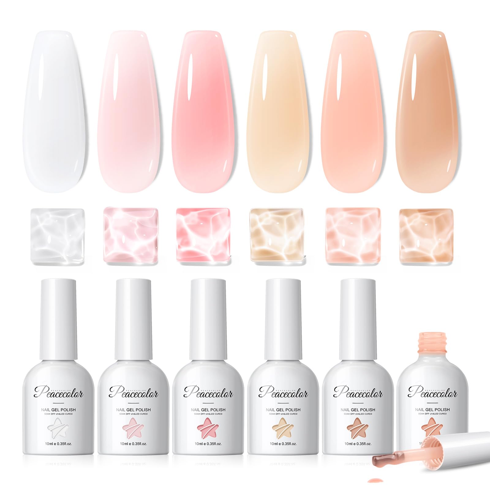 PEACECOLOR Builder Nail Gel con Lampara, Pintauñas Semipermanentes Claro Rosa Blanco Lechoso para Extensión Reconstrucción Decoración de Uñas Base Rubber Nail Art Manicura y Pedicura — view 11