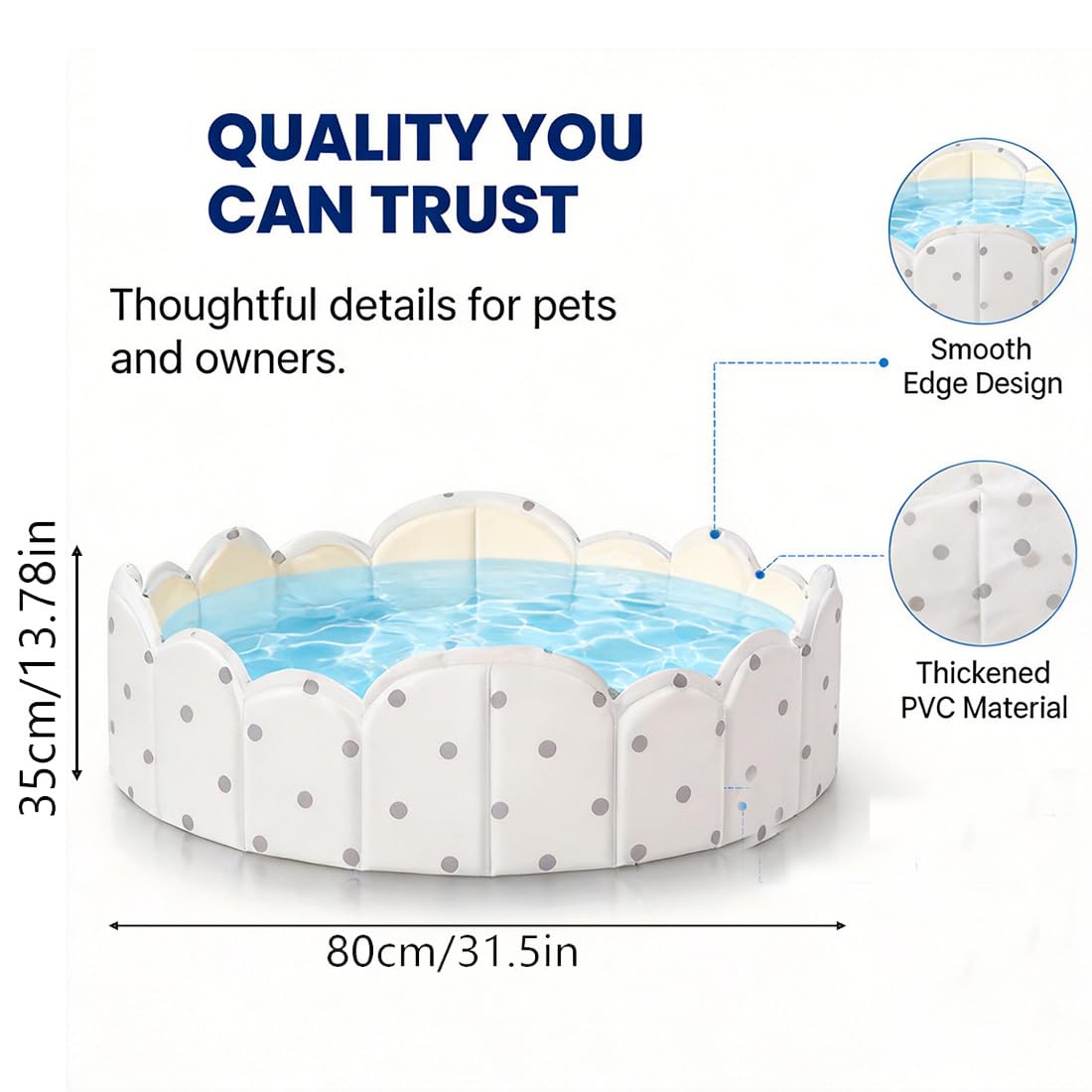 Piscina para Perros, Piscina Plegable Sin Inflado de PVC Resistente a Pinchazos, Bañera Portátil para Perros Pequeños y Grandes, Jardín Exterior Verano Viaje Playa (120CM)