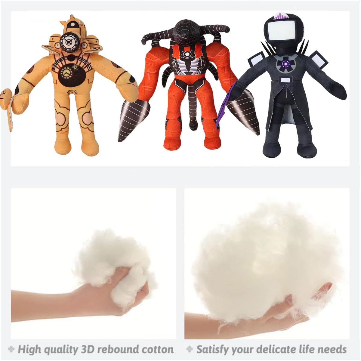 Amazon.co.jp: SkibidToilet シリーズ ぬいぐるみ 3 個、Skibid トイレ
