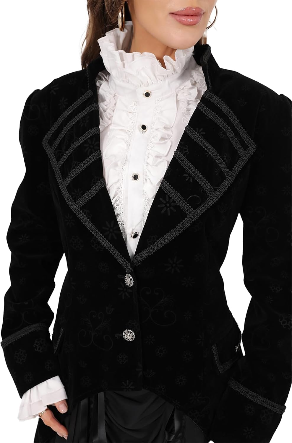 TZMAPU Medieval Retro Gothic Velvet Women's Coat, Formal Casual Work, Costume - Image 7