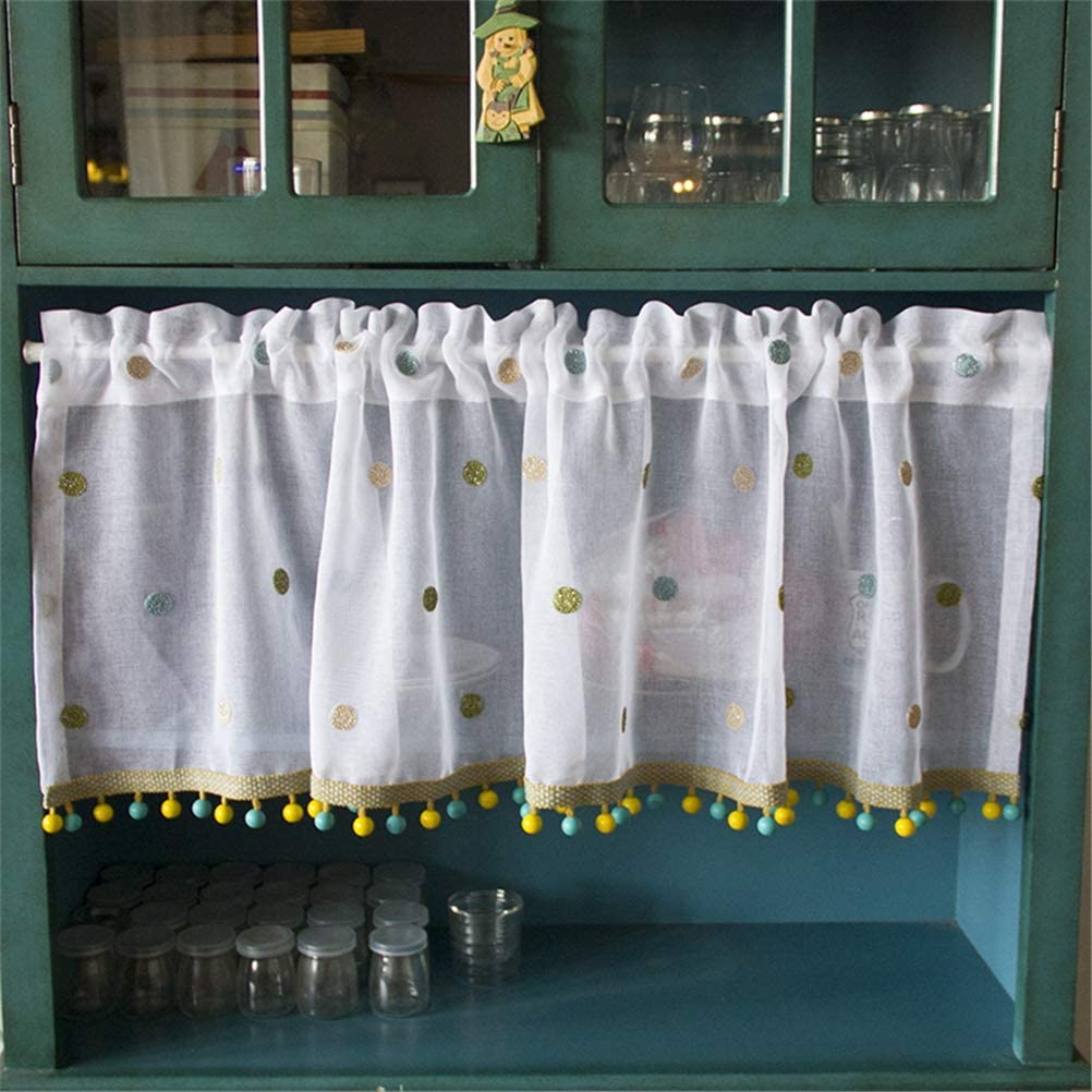 Cortina de bolsillo para barra transparente cenefas de cocina gasa bordada dormitorio