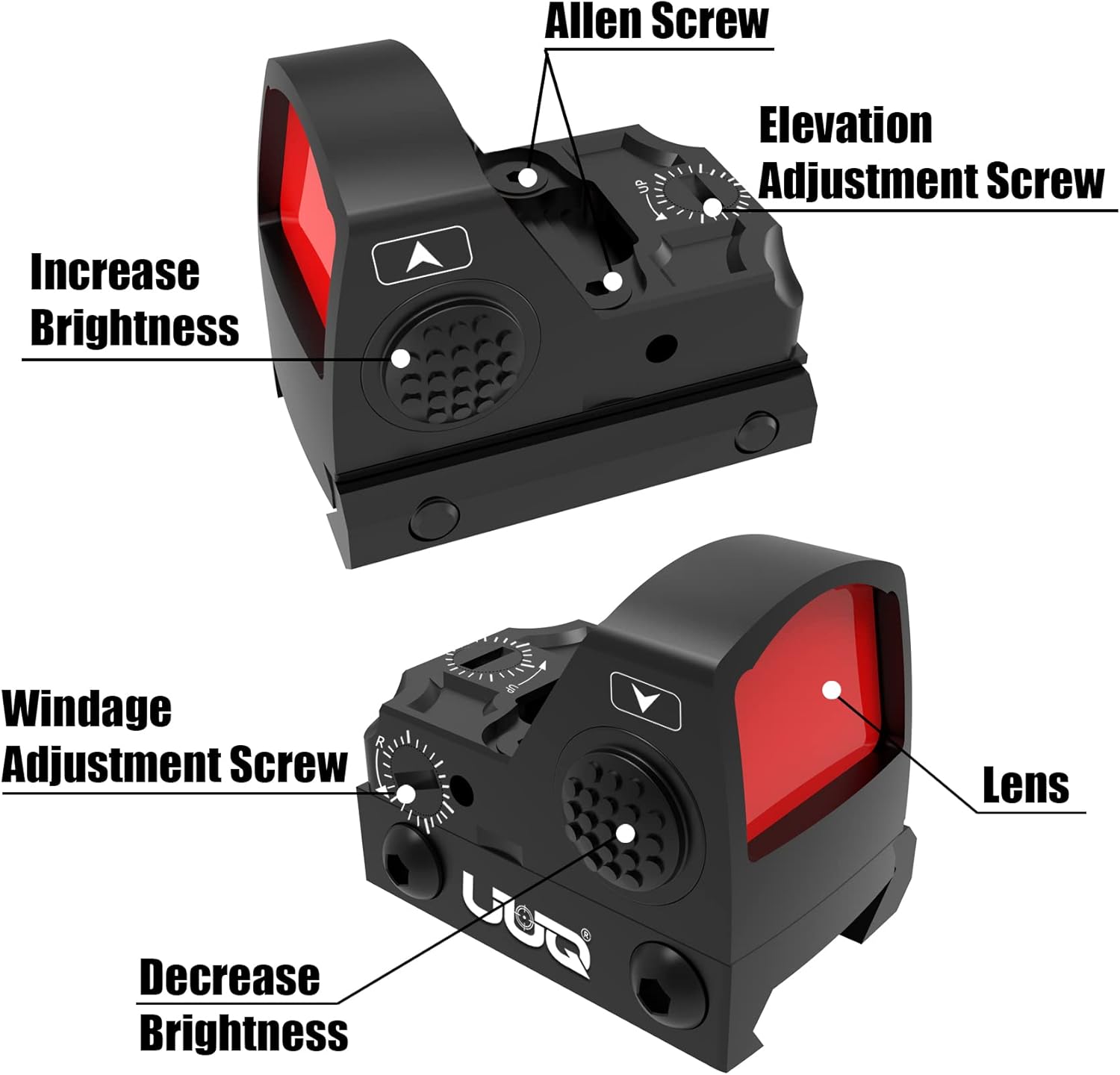 UUQ Mini Reflex Red Dot Sight Shake Awake Optic Sight for Rifles, Pistols and Shotguns 2MOA,12 Brightness Adjustment Red Dot Scope,Suitable for RMR or 20mm Picatinny Rail