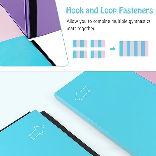 Miniatura 5 de GYMAX Tapete de gimnasia plegable, 8 x 4 x 2 pulgadas de grosor con asas de transporte y cubierta de piel sintética desmontable impermeable, tapete