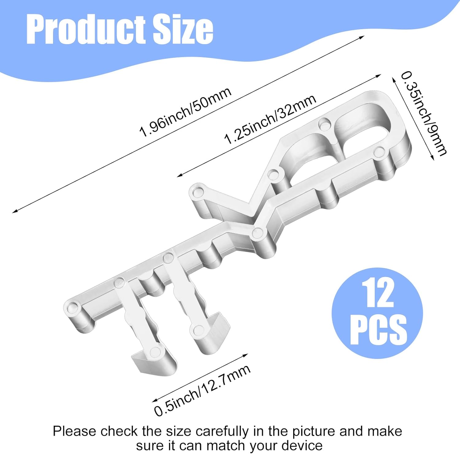 12PCS Valance Clips for Blinds, Blind Valance Clips Replacement for Window Blinds Home Improvement DIY Installation Hardware