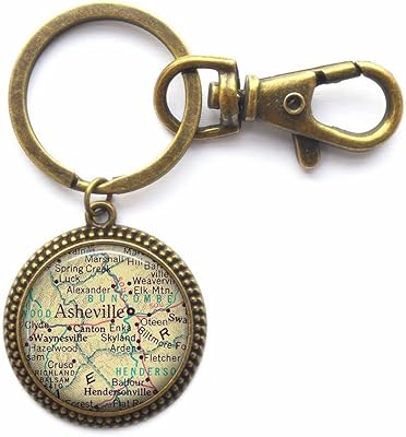 Charming Keychain,Asheville, North Carolina map Keychain, Asheville map Key Ring, map Jewelry Asheville Keychain, Asheville Key Ring,A0120