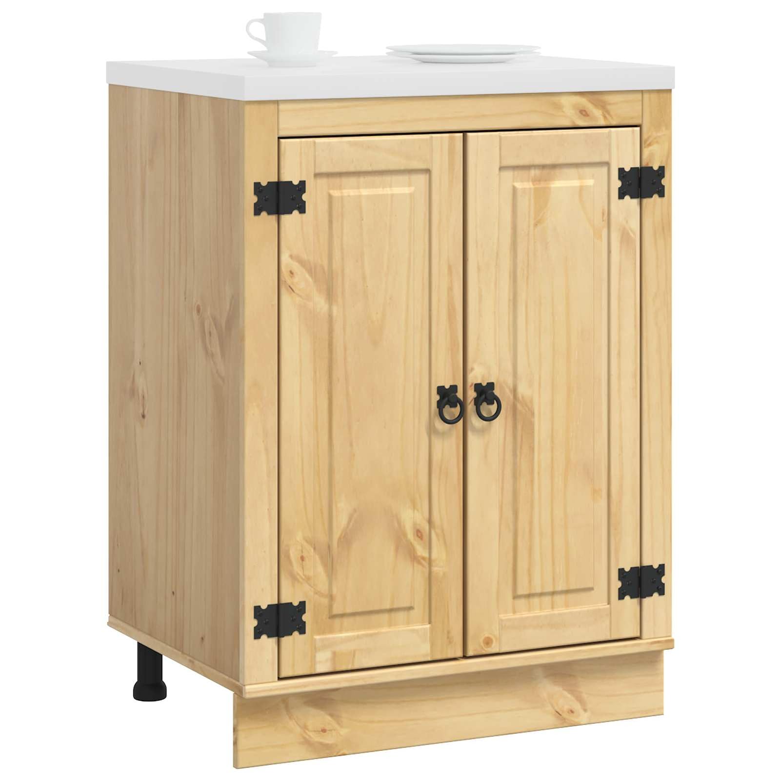 Schrank mit Regal Honig 60 x 46 x 81,5 cm Massives Kiefernholz Schränke und Aufbewahrungsmöglichkeiten Model42007559