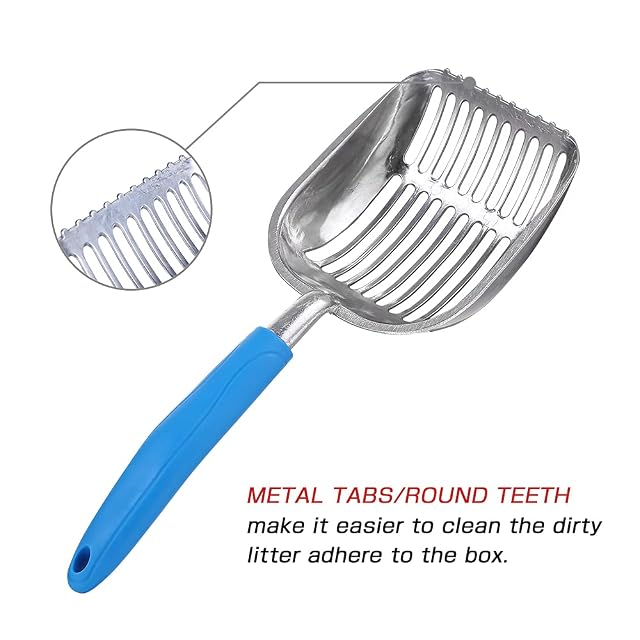 Foto 3 de 6 de Chi-buy La última actualización de metal para gatos pala de arena pulida, mango azul