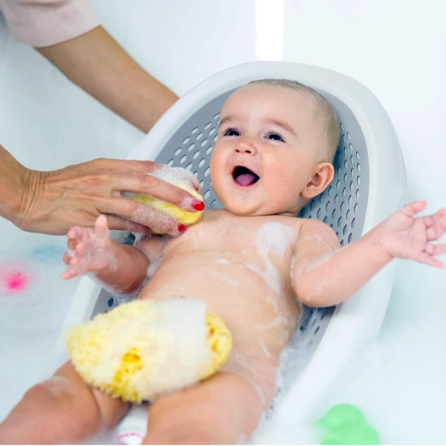 Yorten Folding Silicone Baby Bath tub Baby Bath Shower Seat/Sling Breathable Baby Bather with Drain Hole Anti-Slip Baby Bath Seat with Silicone Design for Infants & Toddlers - Image 2 thumbnail