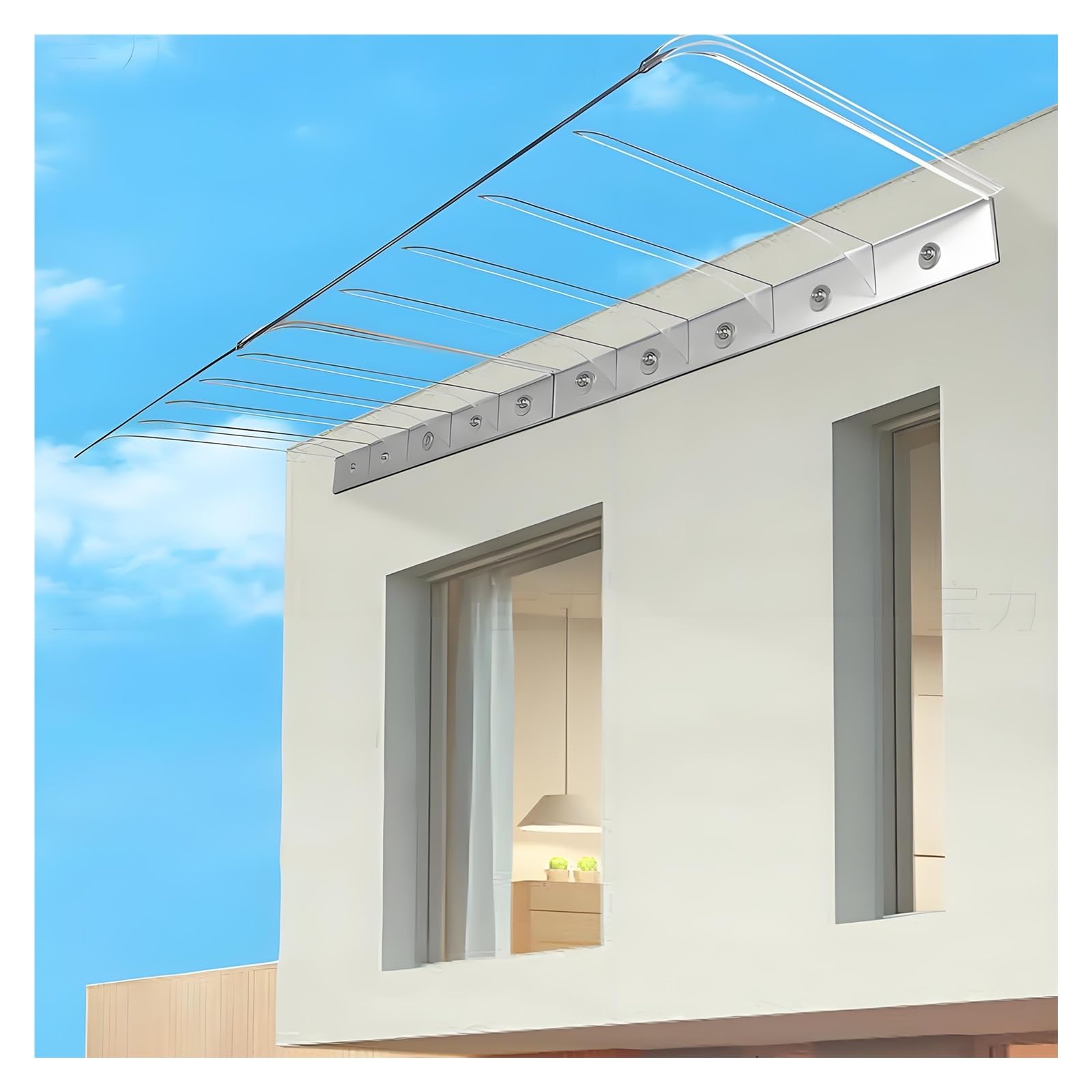 Auvent de porte transparent pour stopper la pluie sans percer de supports