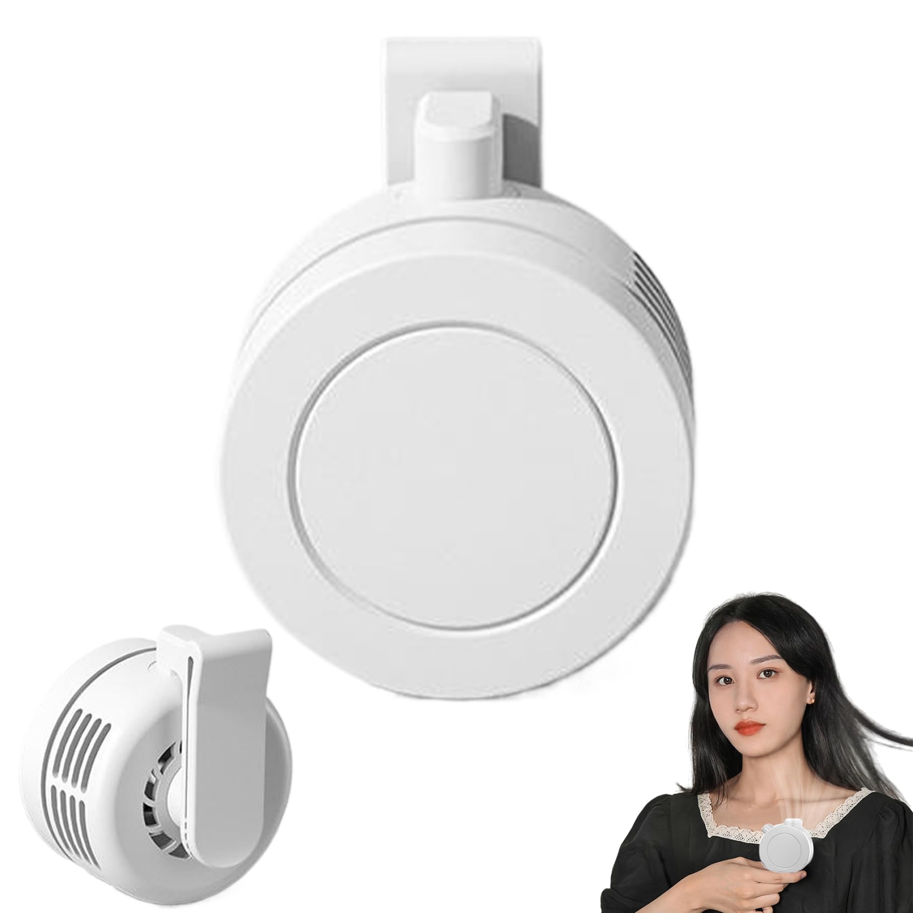 Mini ventilador de cintura con clip de 360° y refrigeración manos libres sin aspas