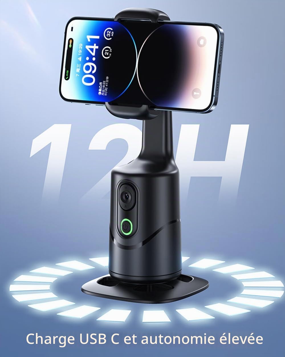 Auto Face Tracking Phone Holder,No App Required,360° Rotation Phone Camera Stand with Remote and Gesture Control, Smart Shooting Tripod for Vlog/TIK Tok Live Streaming Youtube Video Recording