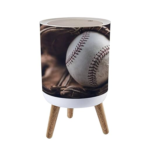 Miniatura 10 de PHAIBHKERP Cubo de basura pequeño con tapa para alcanzar la meta, cubo de basura redondo, tapa de prensa a prueba de perros, para cocina, baño, sala