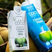 Vista 4 de Real Coco - Agua de coco pura orgánica de 16.9 fl oz, 100% agua de coco orgánica USDA, empaquetada con electrolitos, sin lácteos/soja, vegana, a