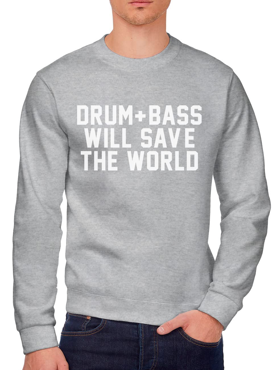 Hotscamp Men's Heather Grey Drum And Bass Will Save The World Sweatshirt - X-Small
