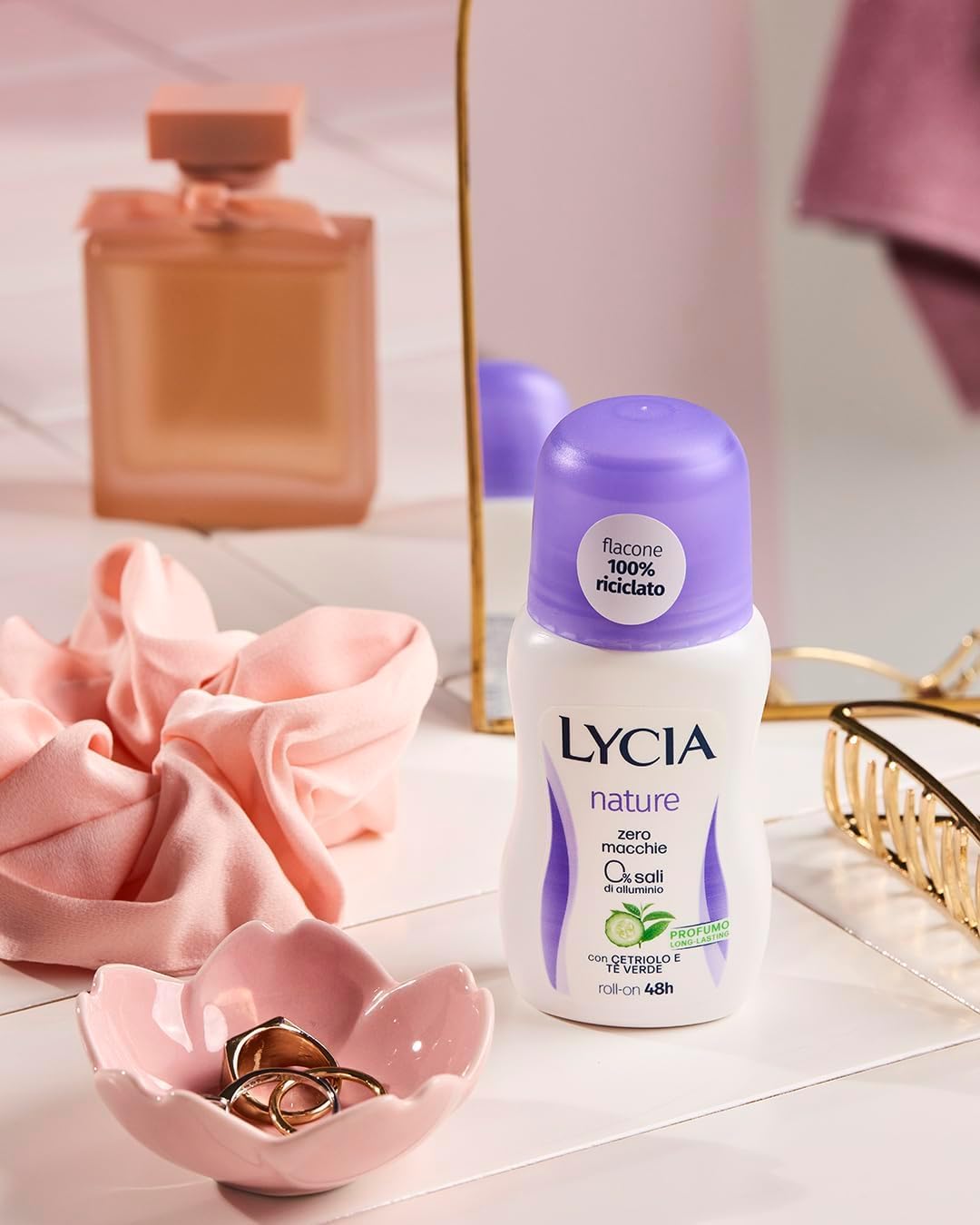 12x Lycia Deodorante Roll-On Nature - Deodorant 0% Alkohol,0% Aluminiumsalze,Duft von Gurke und Grünem Tee - Deo 50ml + Beni Culinari Kostenloser Schlüsselanhänger