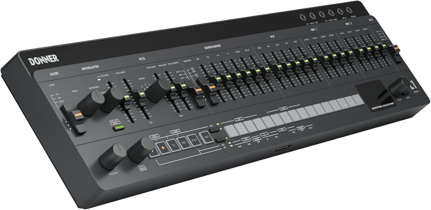 Donner ESSENTIAL L1 Synthesizer with 64 Step Sequencer, S2C Magnetic Modular System, Portable Synthesizer with CV/GATE/SYNC I/O