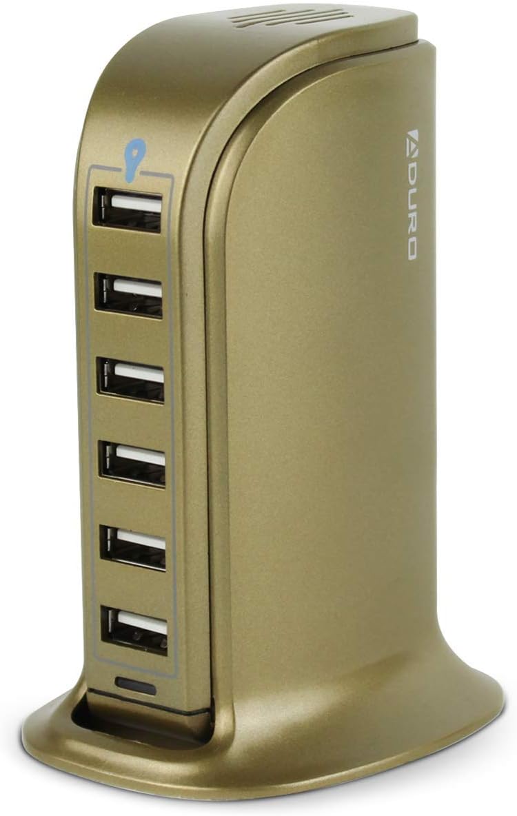 Aduro 40W 6-Port USB Desktop Charging Station Hub Wall Charger for iPhone iPad Tablets Smartphones with Smart Flow (Black) : Cell Phones & Accessories