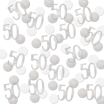 Silver Glitter 50 Confetti, 50th Birthday Number Confetti, 200pcs Anniversary Party Table Decoration Supplies