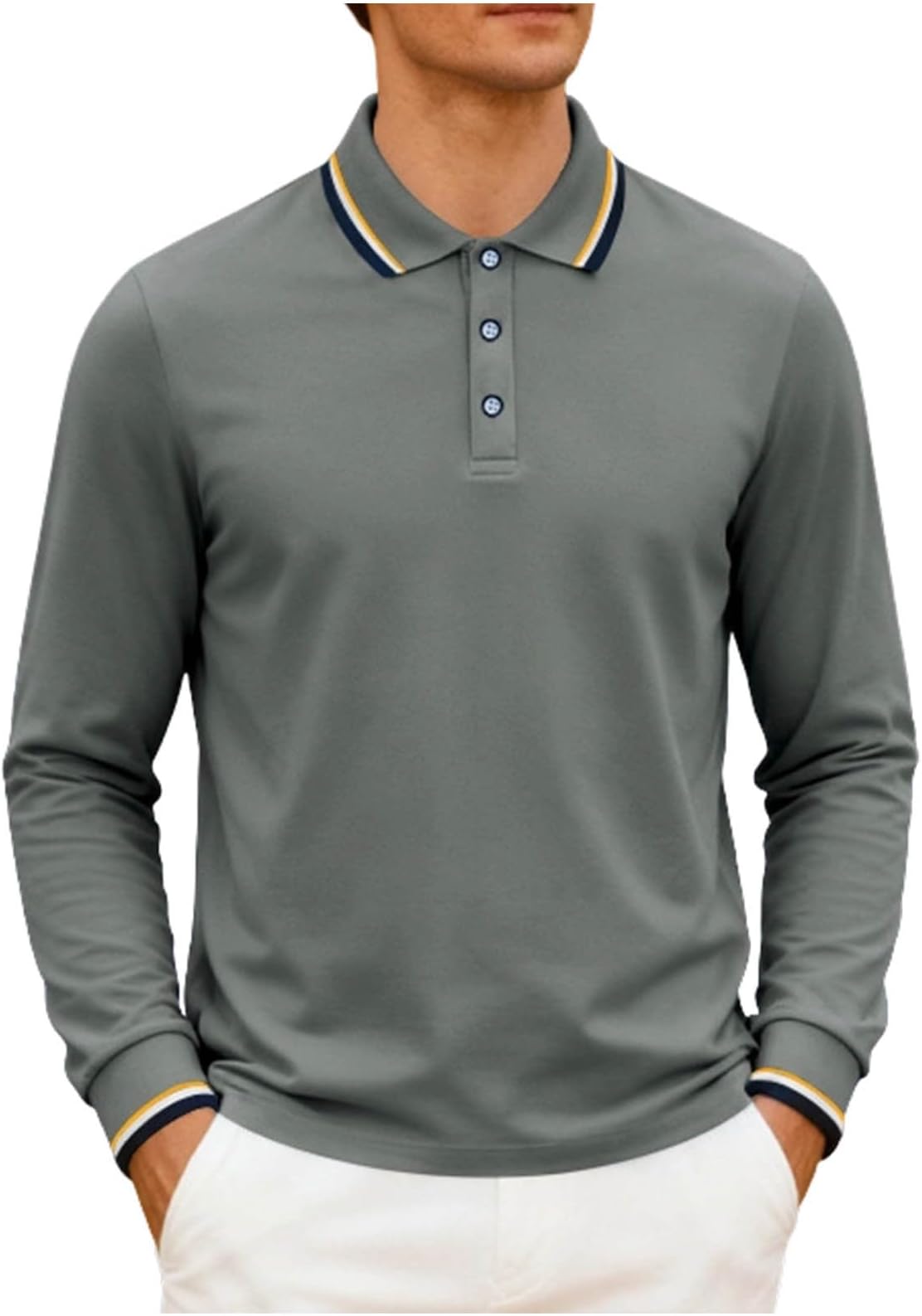 Men's Golf Shirts Long Sleeve Button Collared Shirt Pullover Business Casual Office Clothes Workwear Mens Fashion 2026