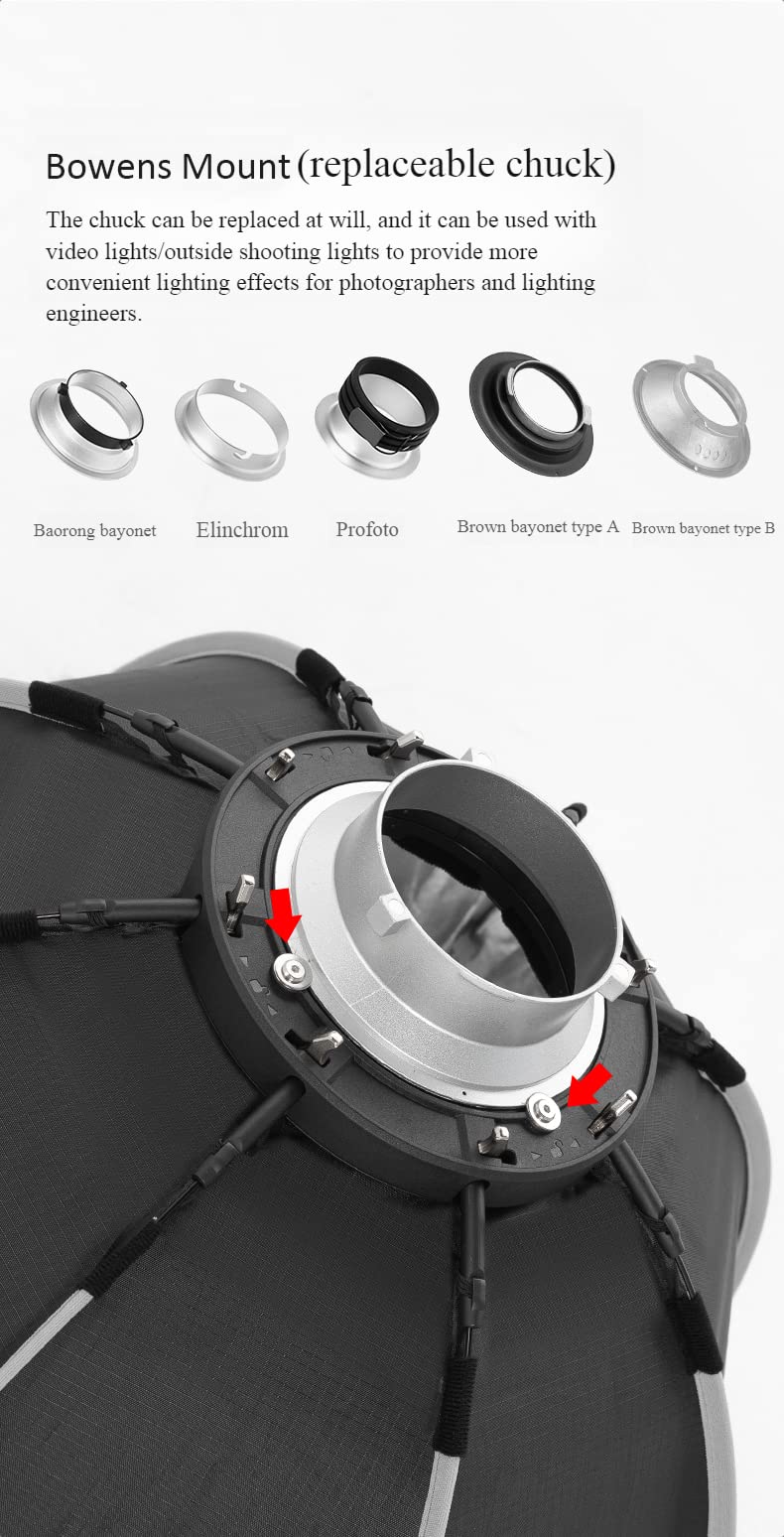 Triopo Softbox ottagonale Bowens Mount 90 cm Diffusore di luce con griglia a nido d'ape per illuminazione stroboscopica da studio