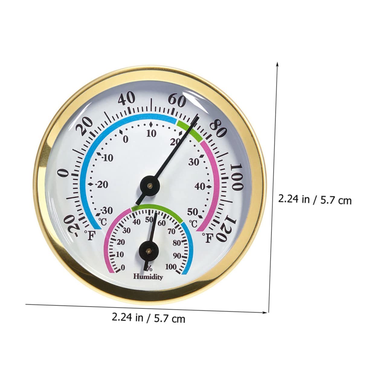 2pcs Aluminium Golden Hygrometer, 57mm Indoor Outdoor Thermometer