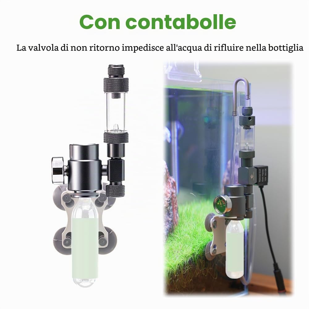 DONGKER Sistema di CO2 da Tavolo per Acquari, Regolatore di CO2 con Contabolle e Valvola di Ritegno, Kit di Sistema Acquario CO2 Bolla Contatore per Piante da Acquario
