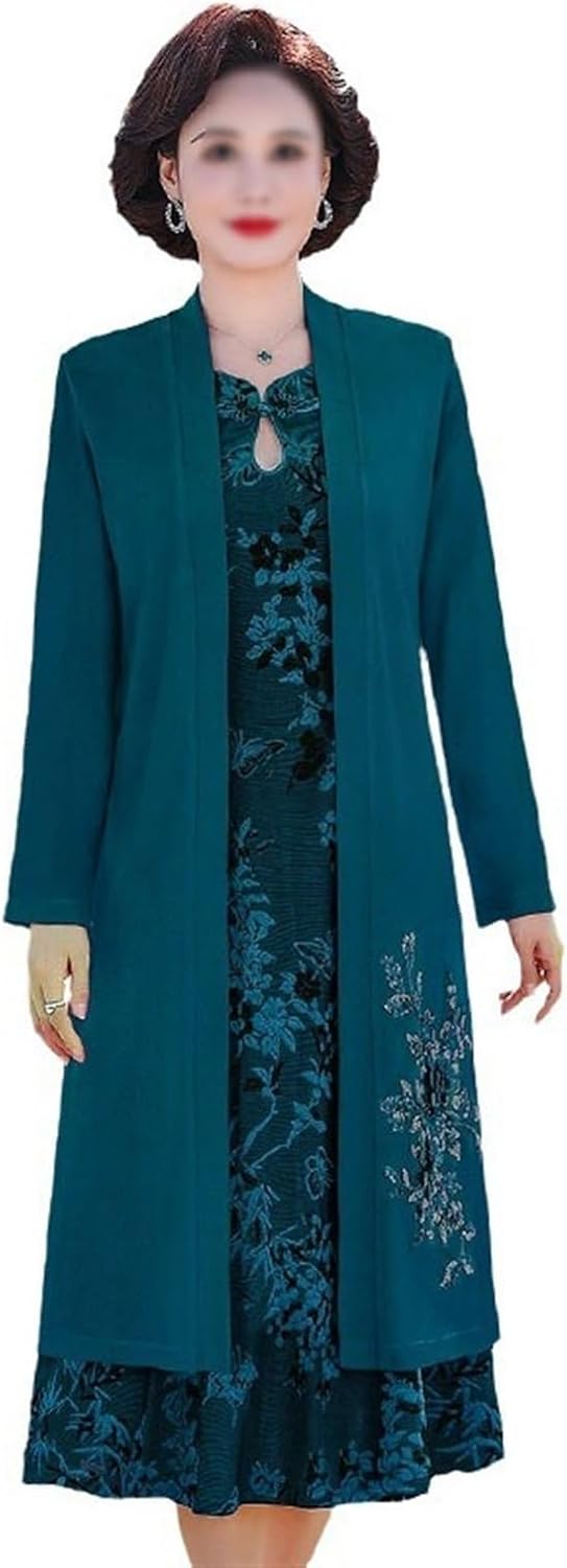 現代中国のチャイナドレス、 女性、女の子への母の日のギフト、 レディース スパンコール刺繍 2 点セット ロング ウェディング チャ