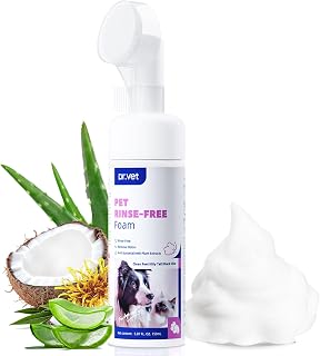 Paw Cleaner for Dogs & Cats, No-Rinse Foaming Pet Foot Washer for Dirty, Muddy Paws, Gentle, Fragrance-Free, pH Balanced Foaming Cleanser with Silicone Bristle Brush, 5 fl oz