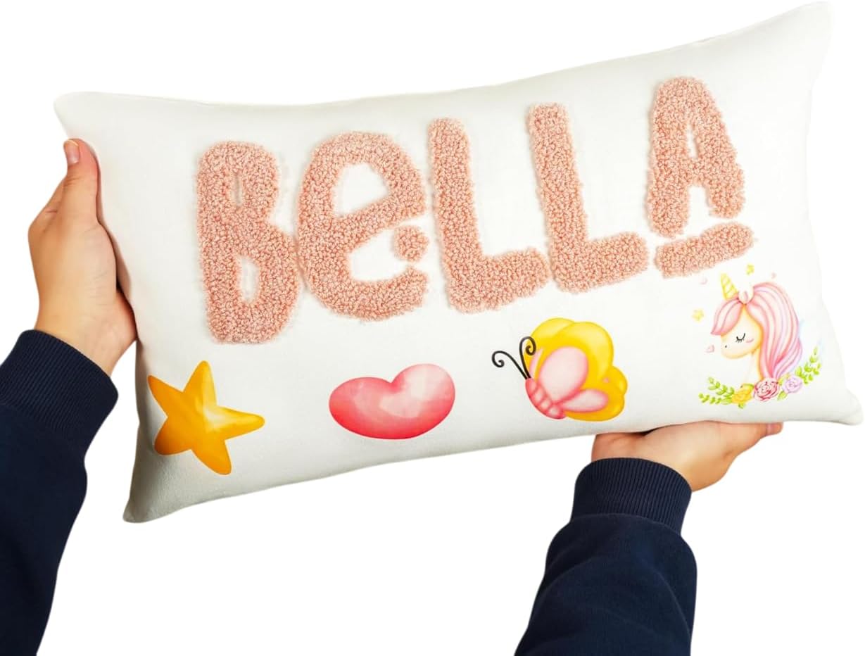 Baby Name Gift Punch Needle Pillow, Pregnancy Gift, Nursery Decor, Personalized Monogram Pillow, Crib Decor Custom Cushion