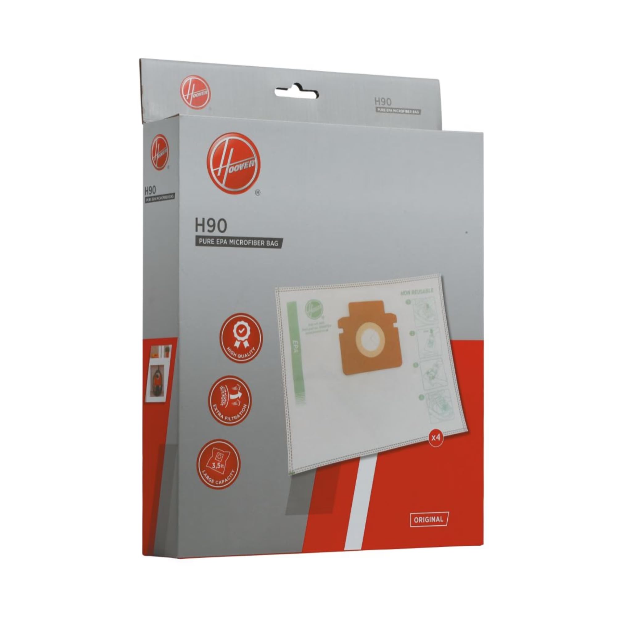Lot De 4 Sacs D'aspirateur Originaux Hoover H90 - Pour Modèles H-ENERGY 300 - Neufs Sous Blister - Référence 35602734