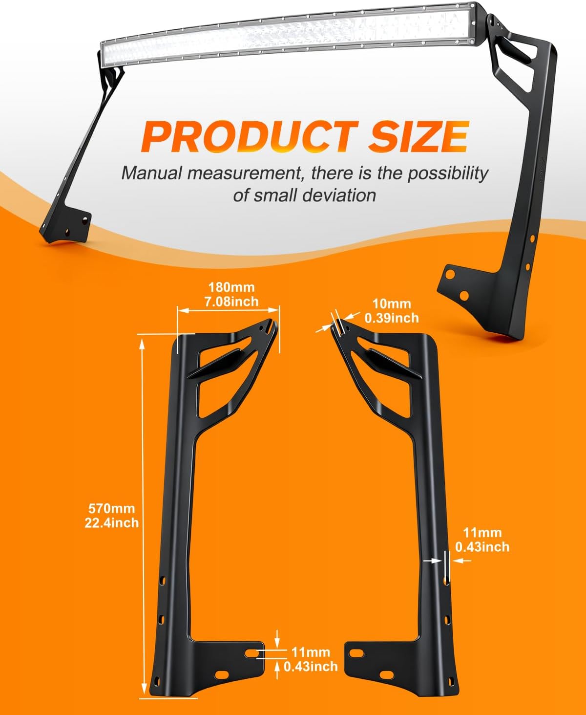 CO LIGHT 50"/52" LED Light Bar Upper Windshield Mount Brackets for Wrangler JK 2007-2018 A-Pillar Windshield Frame Mount Kit with Spot Light Holders Fits 07-18 Wrangler JK