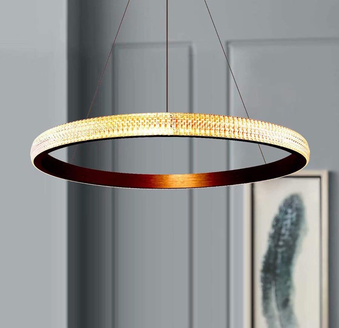 Modern Gold Circular LED Light Pendant Lamp Chandelier Lighting Fixture 24" Wide 1.6" High, Warm White 3000K