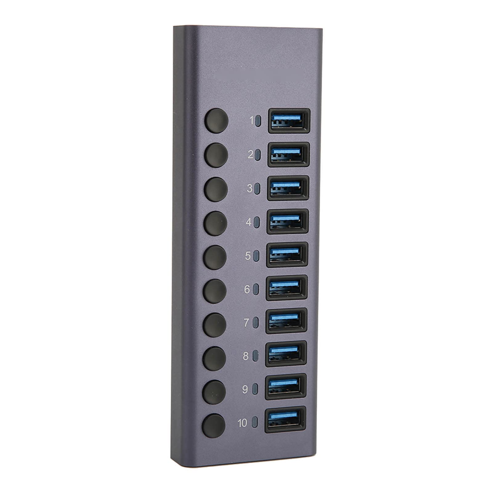 VBESTLIFE Powered USB Hub, 10 Ports Aluminium USB Port Hub Expender, USB C Hub Splitter mit Individuellem EIN-Aus-Schalter für Laptop, PC, HDD