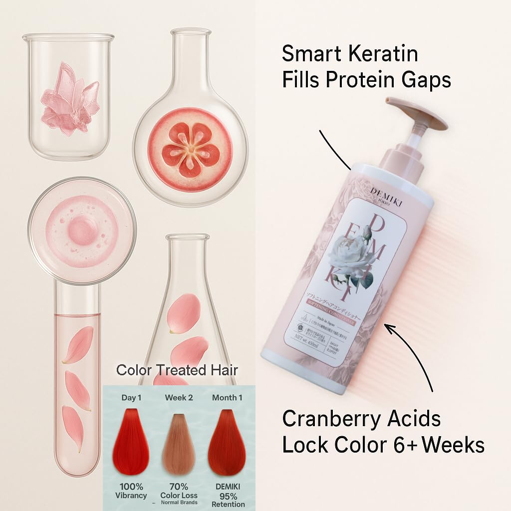 DEMIKI Japanese Shampoo and Conditioner Set for Women,Sulfate Free Shampoo for Oily Hair,Paraben Free, Sulfate Free, Rose Scent,Clarifying Shampoo Moisturizing and Volumizing Natural Hair Care,32oz - Image 6