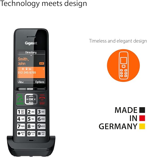 Gigaset Comfort 552H - Additional Handset - Charger - Elegant Cordless Phone for DECT Base - Made in Germany - Hands-Free Function - Big Phone Book, Titanium-Black