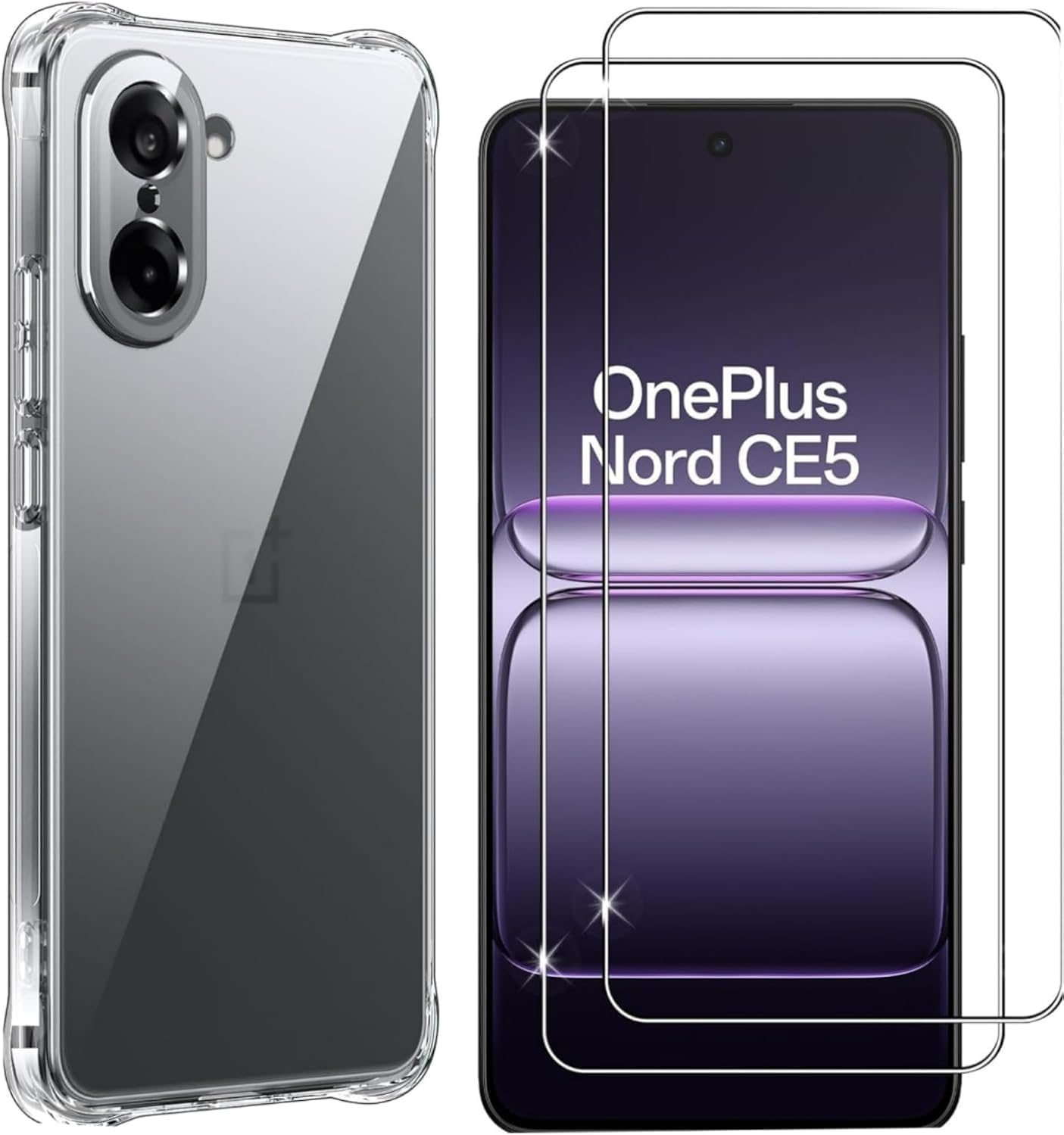 Exclusive Deal on Case Compatible with OnePlus Nord CE5 Case Cover with 2 Screen Protector Tempered Glass, Clear Transparent Cover Film TPU Shock-Absorption Anti Scratch (Clear) - Amazon KSA Deals