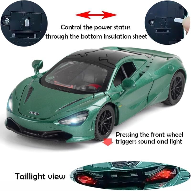 Image of 1:32 Maclaren 720s Sports Model Exclusive Alloy Diecast Pull Back Toy car with Openable Doors & Light Music Toys for Kids Boy Girl Gift (1:32 McLaren 720s -Random Color)