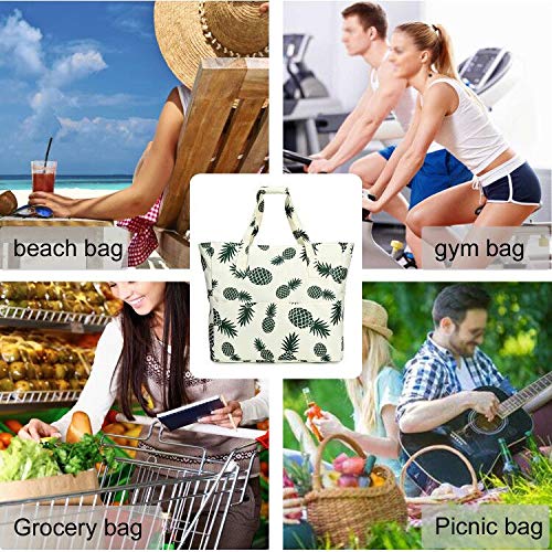 Ledaou Large Beach Tote Bag Women Waterproof Sandproof Zipper For Pool Gym Grocery Travel With Wet Pocket (Beige) #TOP6